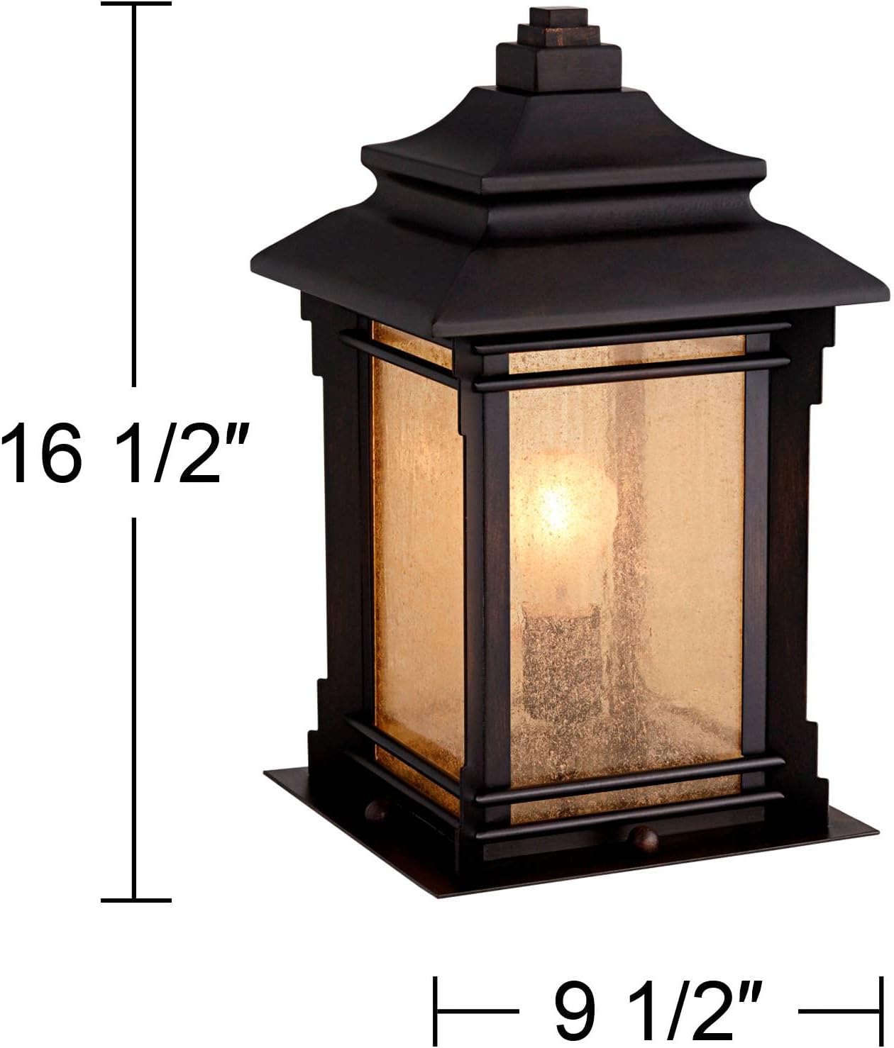 Franklin Iron Works Hickory Point Rustic Farmhouse Outdoor Pier Mount Light Fixtures Set of 2 Walnut Bronze 16 1/2" Frosted Cream Glass for Exterior Barn Deck House Porch Yard Patio Outside Garage
