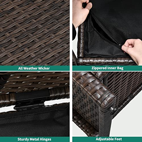 YITAHOME 230 Gal Outdoor Storage Box, XXL All-Weather Wicker Deck Box for Patio Furniture, Cushions, Pool Accessories and Garden Tools - Black