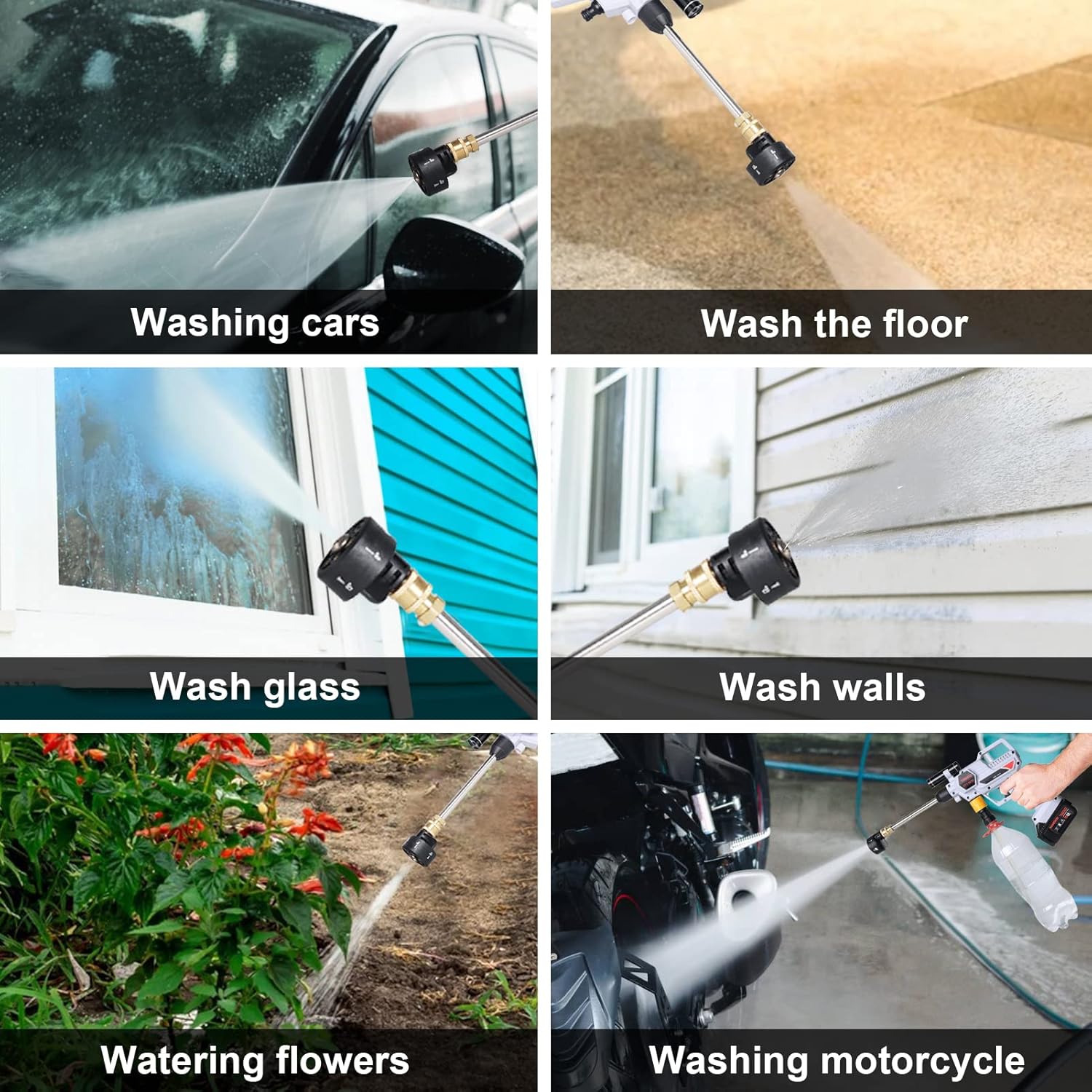 Cordless Pressure Washer, Max 870PSI, 2.11GPM, Portable Pressure Washer with 2 Batteries, Battery Powered Pressure Washer with Accessories for Cleaning Floor Washing Cars (White)
