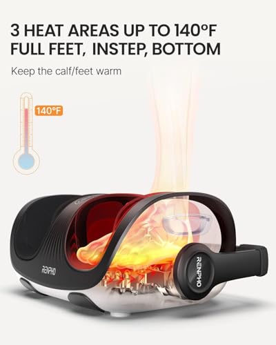 RENPHO Foot Massager with Heat, Deep Tissue Massager for foot care, Electric Foot Massager with Deep Kneading Rolling Ankles, Fits Up to US Men Feet Size 14, Perfect Gifts for Women Men