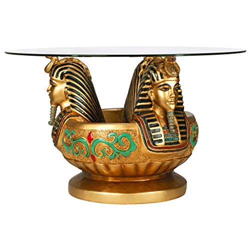Design Toscano Three Heads of Tutankhamen Egyptian Coffee Cocktail Table, 31 Inch, full color