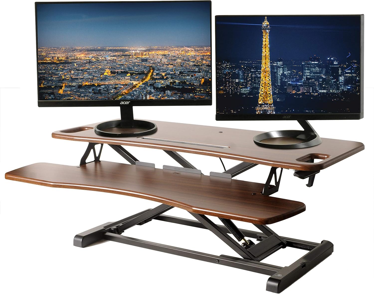 TechOrbits Standing Desk Converter - 37-inch Height Adjustable, MDF Wood, Sit-to-Stand Riser - Black