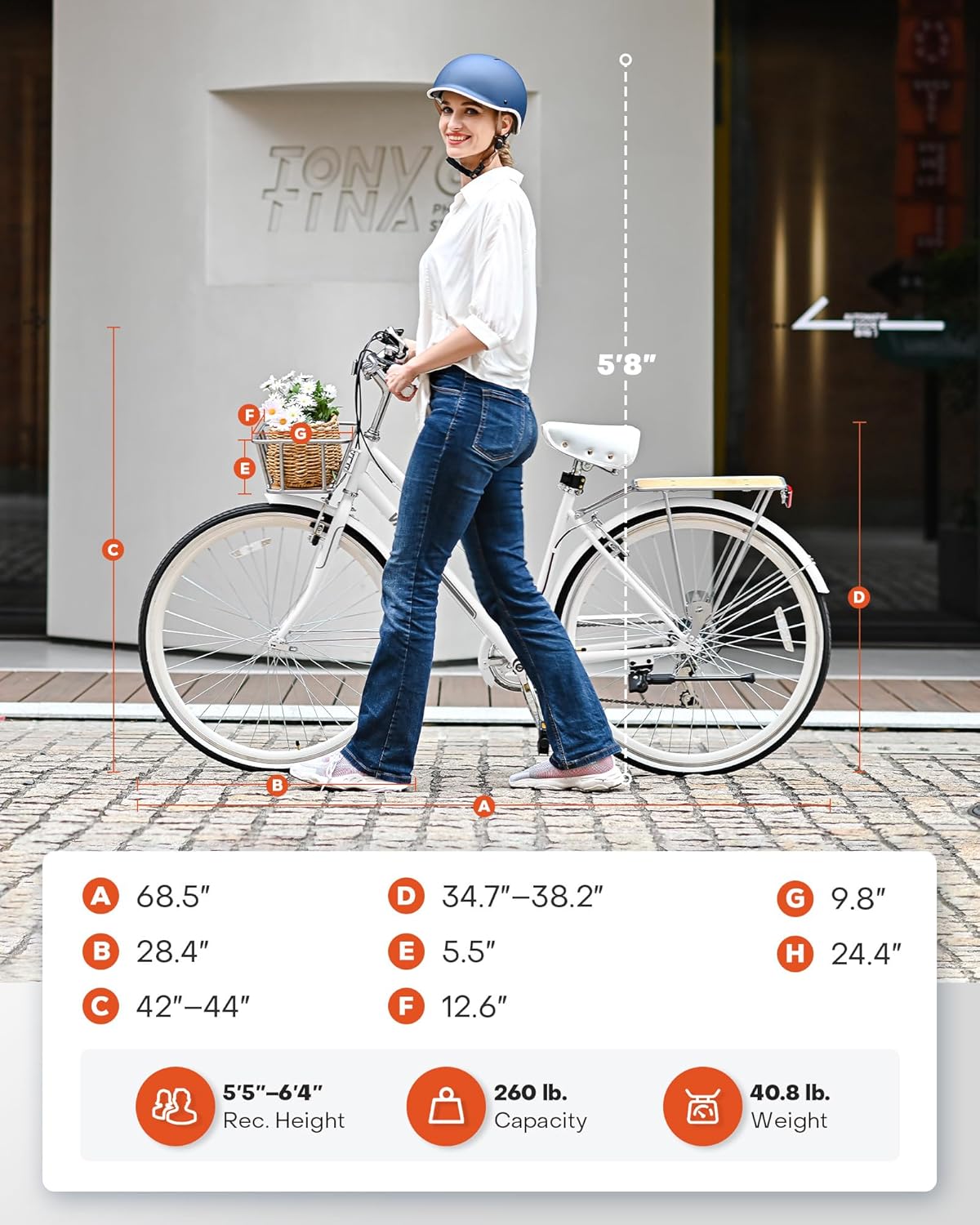 Viribus Hybrid Bike, 700C Road Bike for Women, Lightweight 7 Speed Womens Bike with Basket & Rack, Step Through Hybrid Bicycle, 28 inch Adult Bike for Commuting, Bikes for Women Ladies