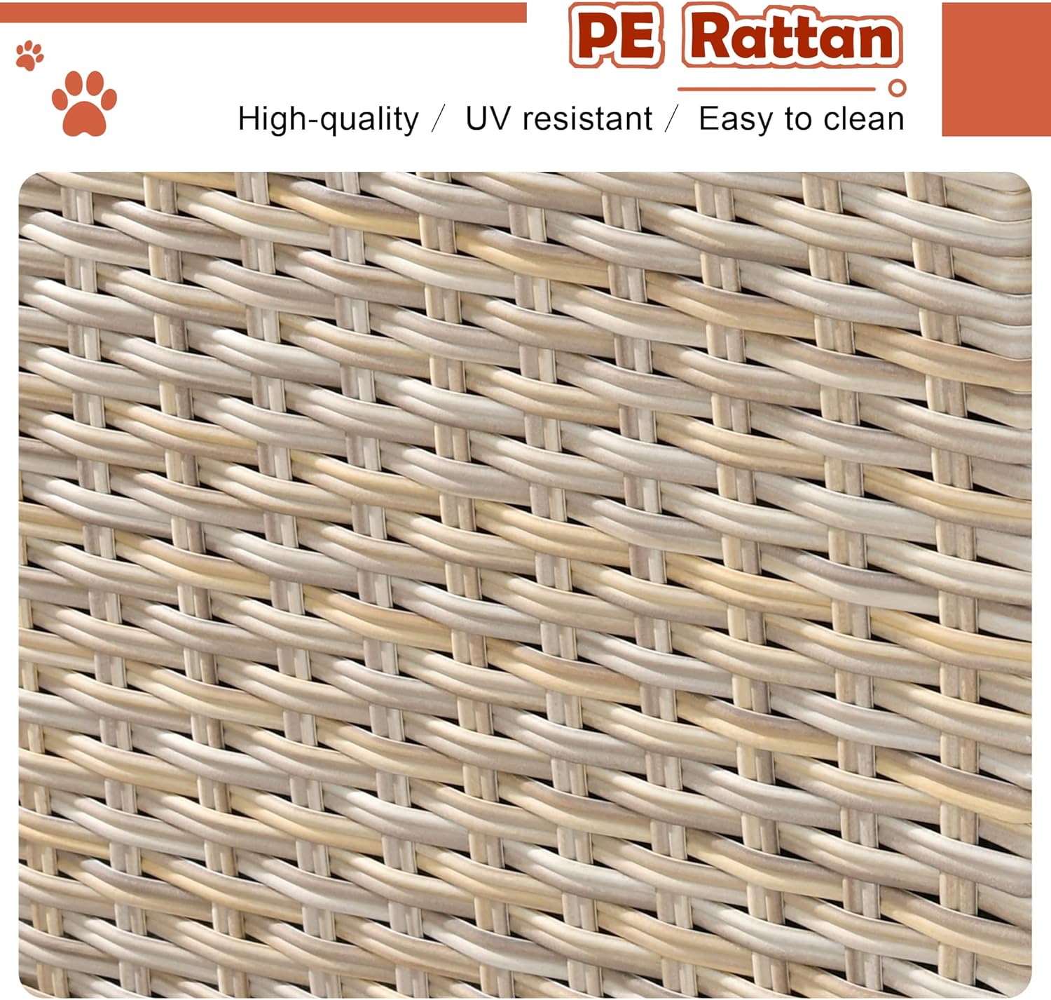 ovios Patio Chair Set Outdoor Furniture Conversation Sets with Pet House Wicker Rattan Sofa Patio Bistro Set High Back Chairs for Porch Deck Backyard (Beige Wicker-Orange Red)