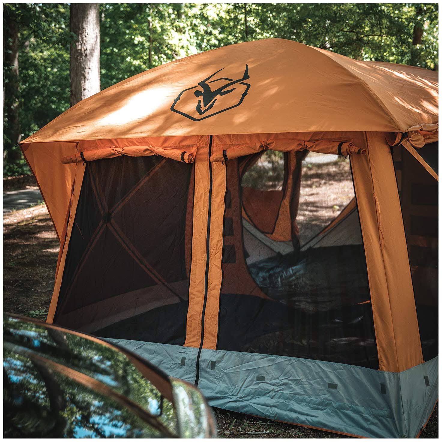 Gazelle T4 Plus 8 Person Portable Pop Up Camping Hub Tent w/Screen Room, Orange