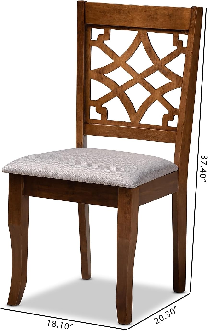 Baxton Studio Mael Modern and Contemporary Grey Fabric Upholstered Walnut Brown Finished Wood 4-Piece Dining Chair Set