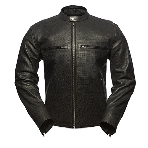 First Mfg Co - Turbine - Men's Motorcycle Biker Riding Black Leather Jacket