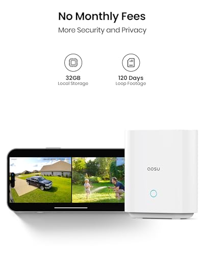 AOSU Security Cameras Wireless Outdoor, 5MP Ultra HD Wireless Security Camera System, 2 camera kit with 166° Wide Angle, 240-Day Battery Life,Spotlight Camera, 32G Local Storage, No Monthly Fee