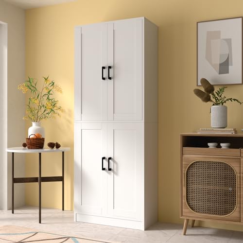 Black Kitchen Pantry Cabinet, 71" Tall Kitchen Storage Cabinet with doors, Freestanding Wooden Storage Cabinet for Kitchen, Dining room, Hallway