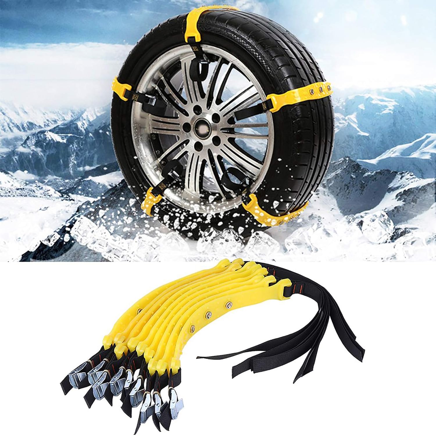 10pcs Tire Snow Chain, 185-225mm Tire Anti-skid Belt Snow Car Security Tyre Chains Universal for Car Truck SUV