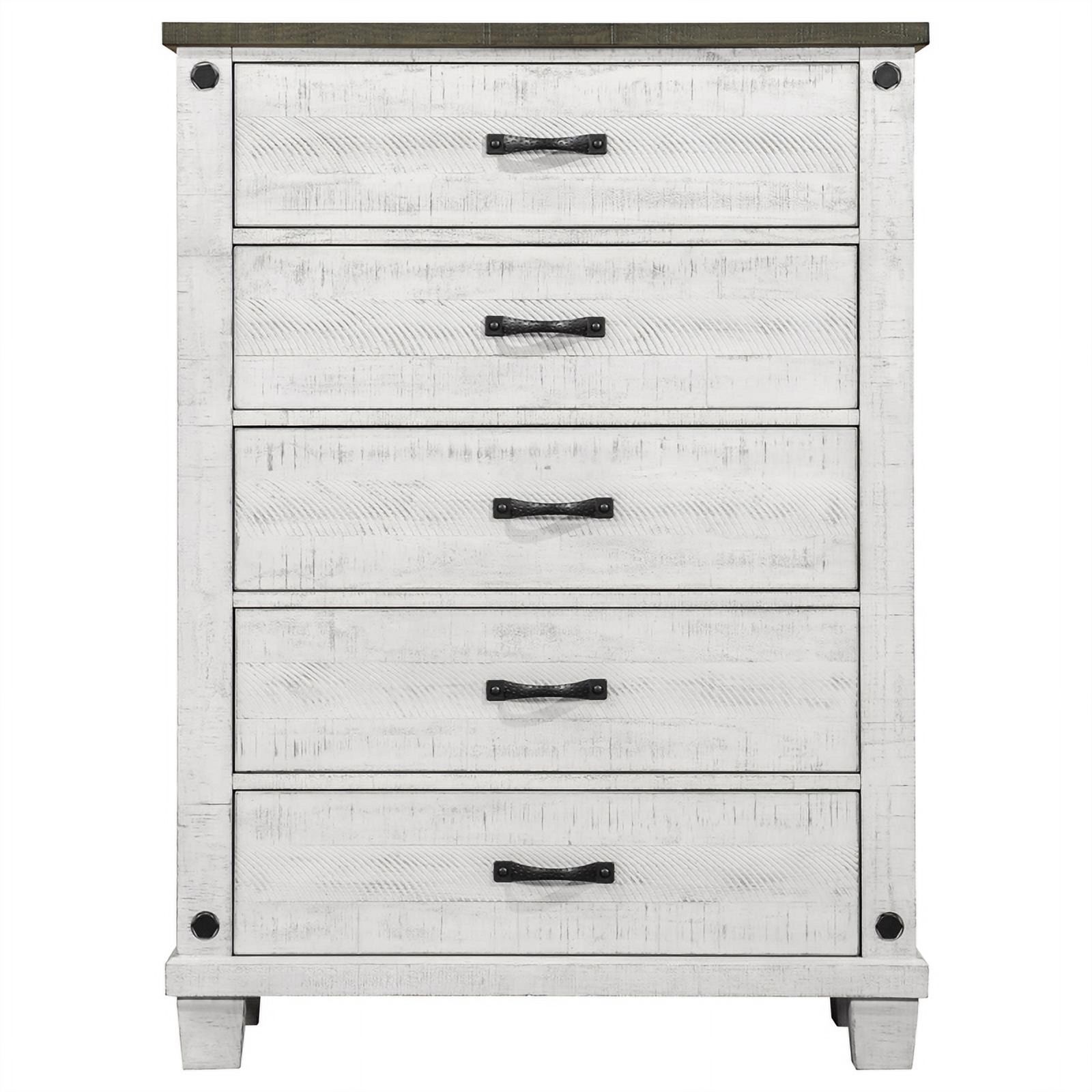 Pemberly Row 5-piece Wood Queen Bedroom Set Distressed Gray and White