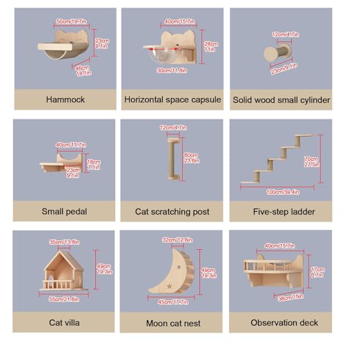 Cat Wall Shelves, Cat Wall Furniture, Cat Bridge Wall Mount Cat Perch, Hammock Cat Tree Cat Climber Set, DIY Combination (Color : Style4)
