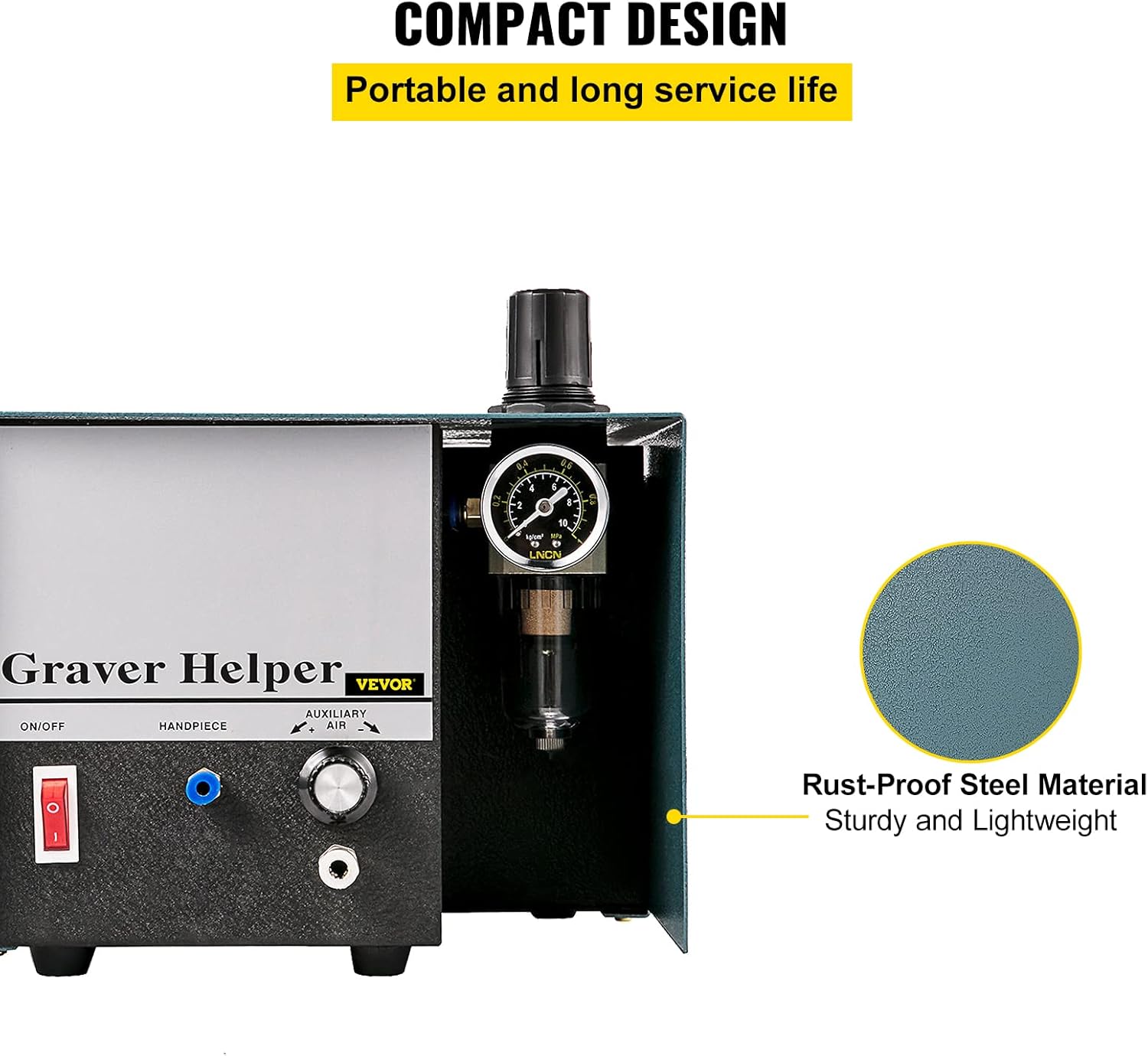 VEVOR Jewelry Pneumatic Engraving Machine 1400 RPM Adjustable Speed Pneumatic Hand Engraving Machines 60Hz 80W Pneumatic Graver Handpiece with Single-Head for Jewelry, Crafts and Wrought Iron