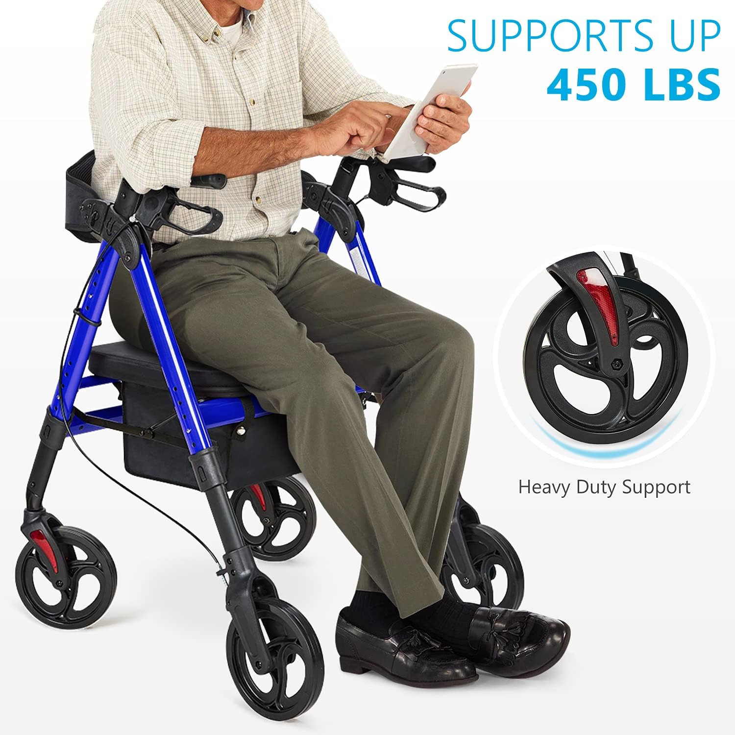 OasisSpace Heavy Duty Rollator Walker & 360 Degree Rotating Shower Chair