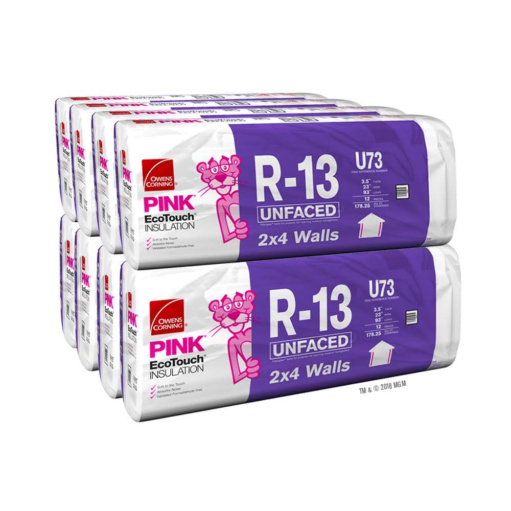 Owens Corning R-13 Pink Unfaced Fiberglass Insulation Batt 23 in. x 93 in. (8-Bags) 111711