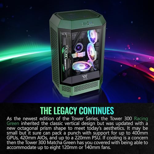 Tower 300 Turquoise Micro-ATX Case; 2x140mm CT Fan Included; Support Up to 420mm Radiator; Optional Chassis Stand Kit Allows Horizontal Display; CA-1Y4-00SBWN-00; 3 Year Warranty