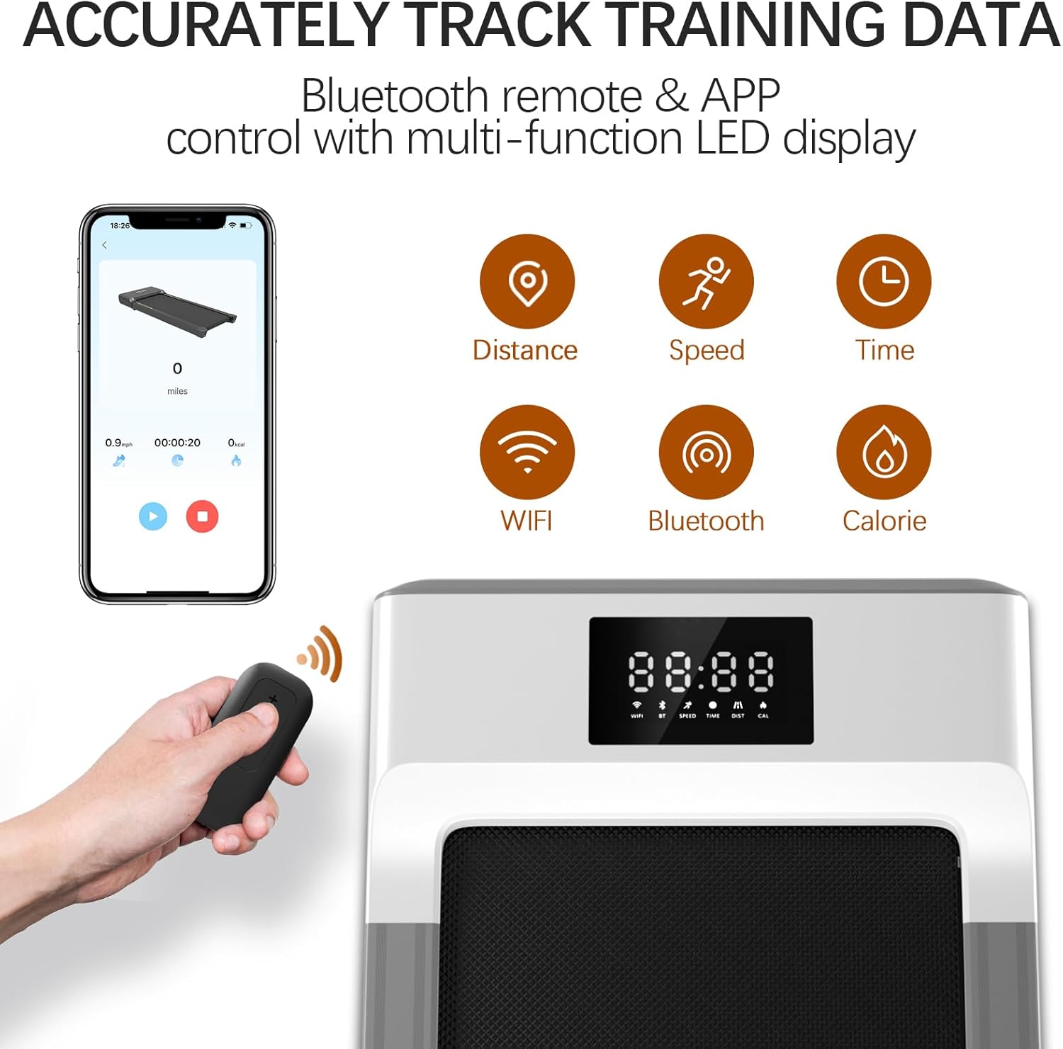 SupeRun Walking Pad, Under Desk Treadmill, Portable Treadmill with Remote Control LED Display, Quiet Walking Jogging Machine for Office Home Use