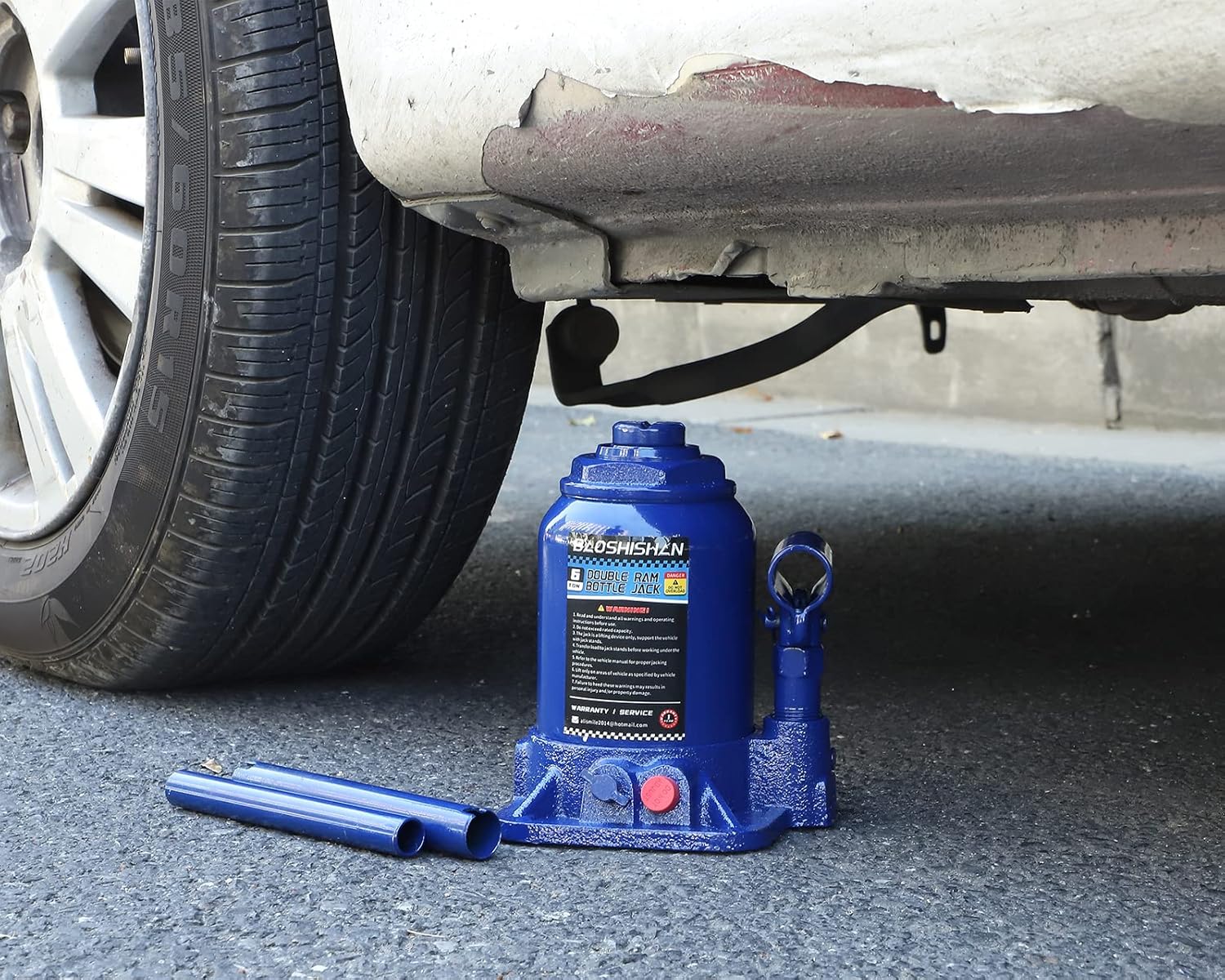 BAOSHISHAN 3 Ton Double Ram Bottle Jack 6-1/2 to 16-1/2 Lifting Range Portable Hydraulic Jack with Carrying Case