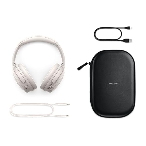 Bose QuietComfort Bluetooth Headphones, Wireless Headphones with Active Over Ear Noise Cancelling and Mic, Deep Bass, Up to 24 Hours of Playtime, Sandstone
