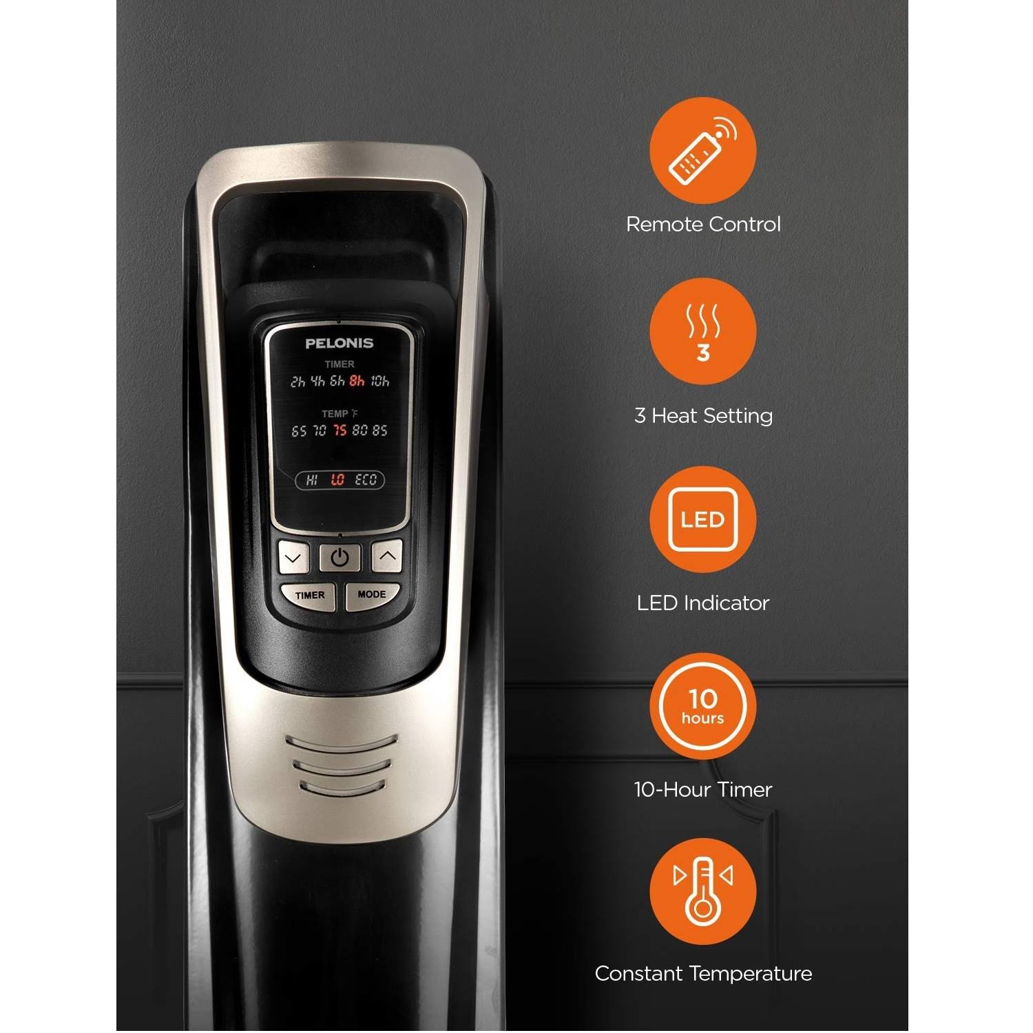 Pelonis Oil Filled Radiator Portable Space Heater with Programmable Thermostat