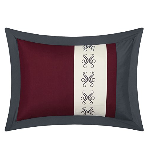 Chic Home Red Bed in a Bag Comforter Set, Queen Size (20 Pieces), Icaria - Microfiber Bedding - Comforter, Pillow Shams, Sheets, Bed Skirt, Curtain Panels & Tiebacks, Pillowcases, Decorative Pillows