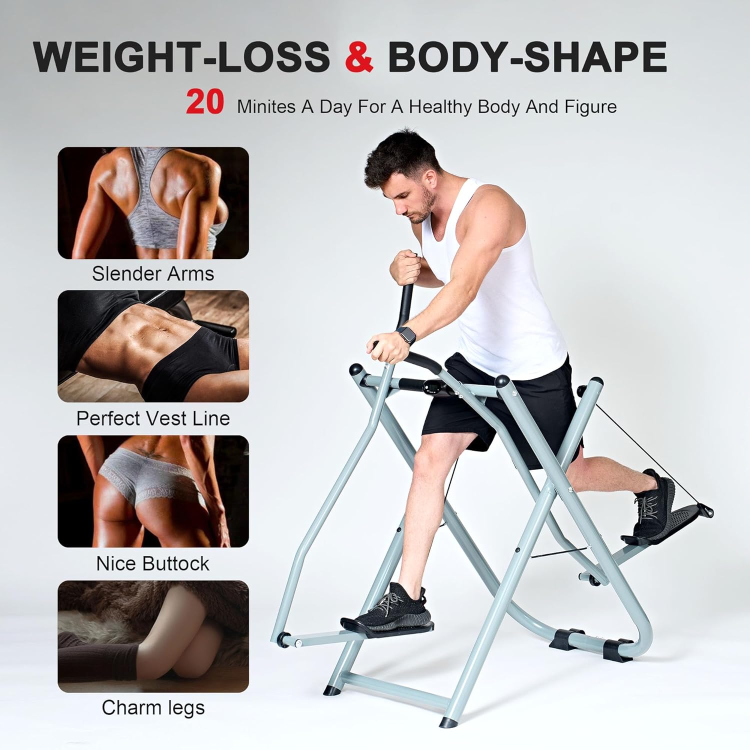 SogesPower Air Walk Trainer Elliptical Machine Glider, Elliptical Exercise Machine with Monitor for Home Gym, Low-Impact Design Elliptical Machine for Full Body Fitness Workout, Up to 330LBS