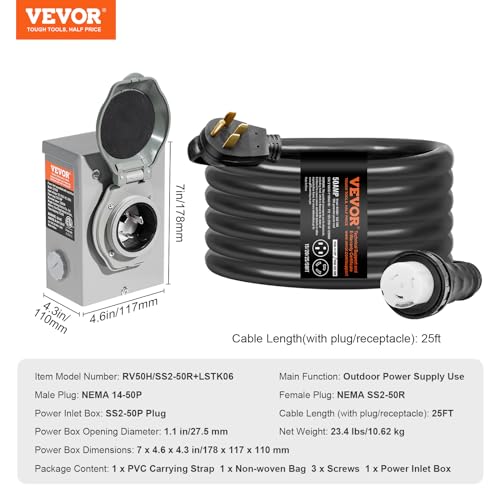 VEVOR 200A Generator Transfer Switch, 48000W Manual Transfer Switch, Heavy Duty Double-Throw Power 120/240V, Meeting NEMA 3R Standards, for Outdoor, Indoor, and Portable Generator ETL Certification