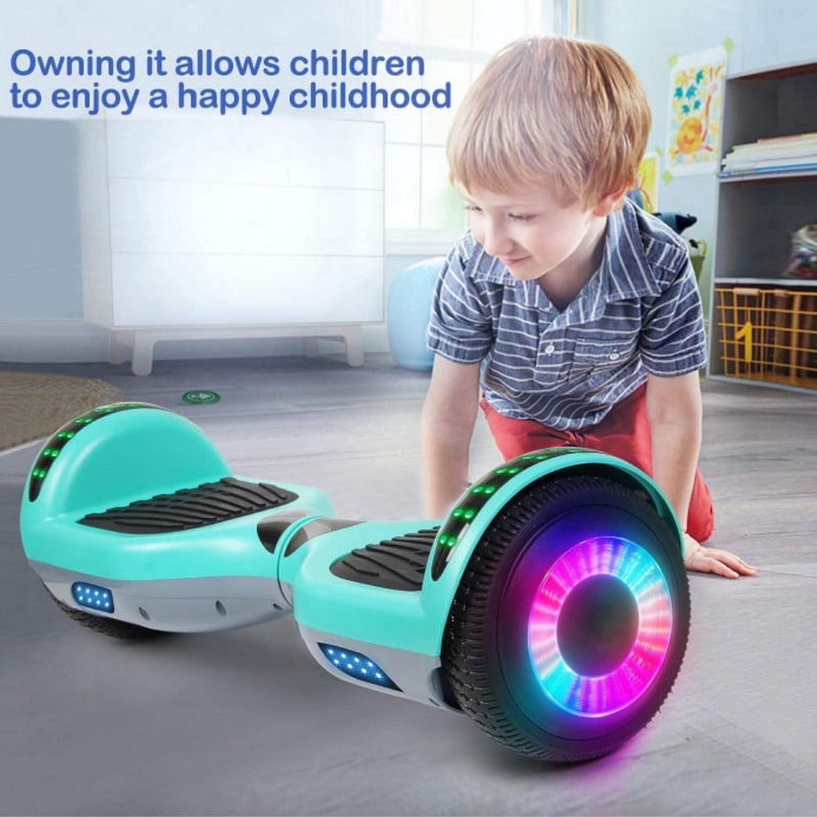 SISIGAD My First Hoverboard 6.5 inch Off-Road All Terrain Hoverboard with LED Flash Wheels for Teens, Inlaid Motor, Green Gray