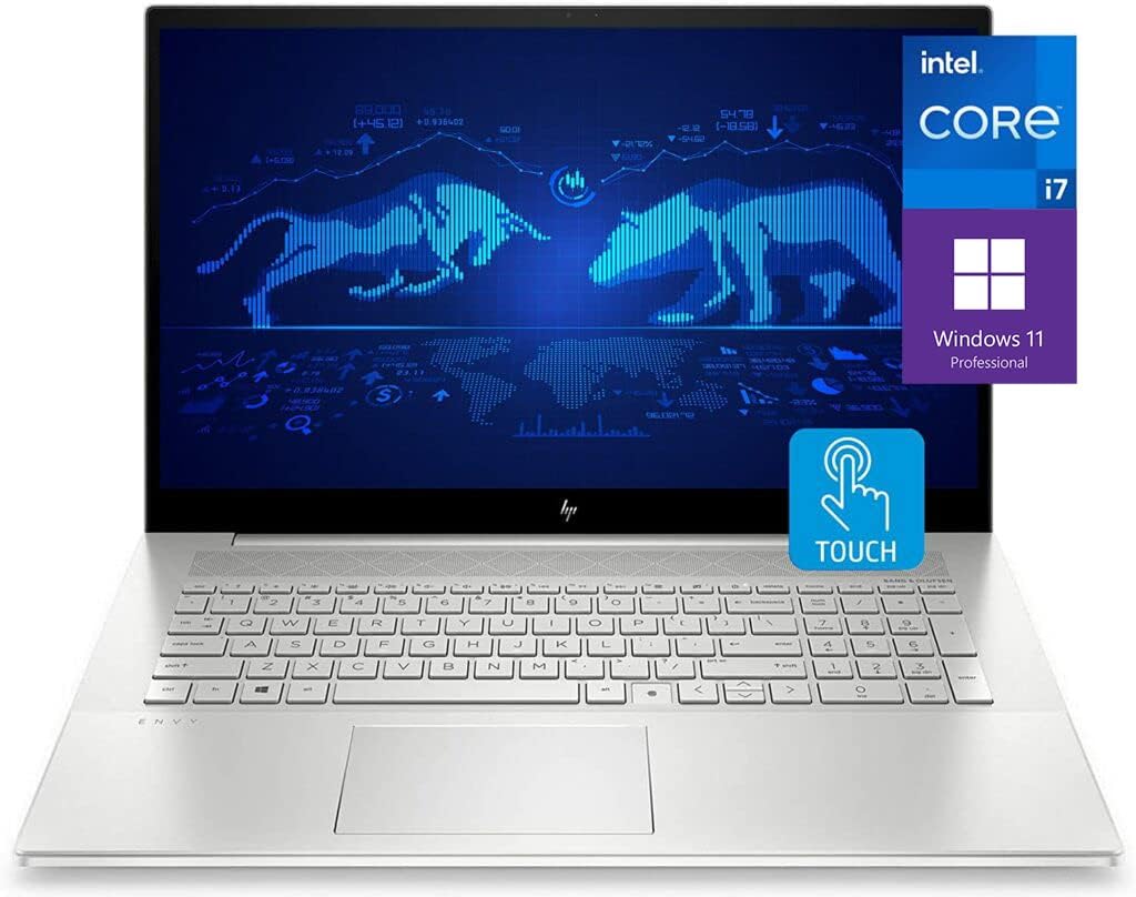 HP 2022 Newest Envy 17t High Performance Laptop, 17.3" Full HD Touchscreen, 11th Gen Intel Core i7-1165G7 Processor, 16GB RAM, 512GB SSD, Wi-Fi 6, Backlit Keyboard, Fingerprint Reader, Windows 11 Pro