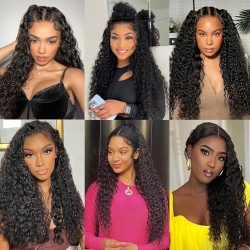 Wear And Go Glueless Wigs Human Hair Pre Plucked Pre Cut No Glue 13x4 Deep Wave Lace Front Wigs Human Hair Ready To Wear Glueless Wigs For Black Women Natural Color Deep Wave Wig(28 Inch)