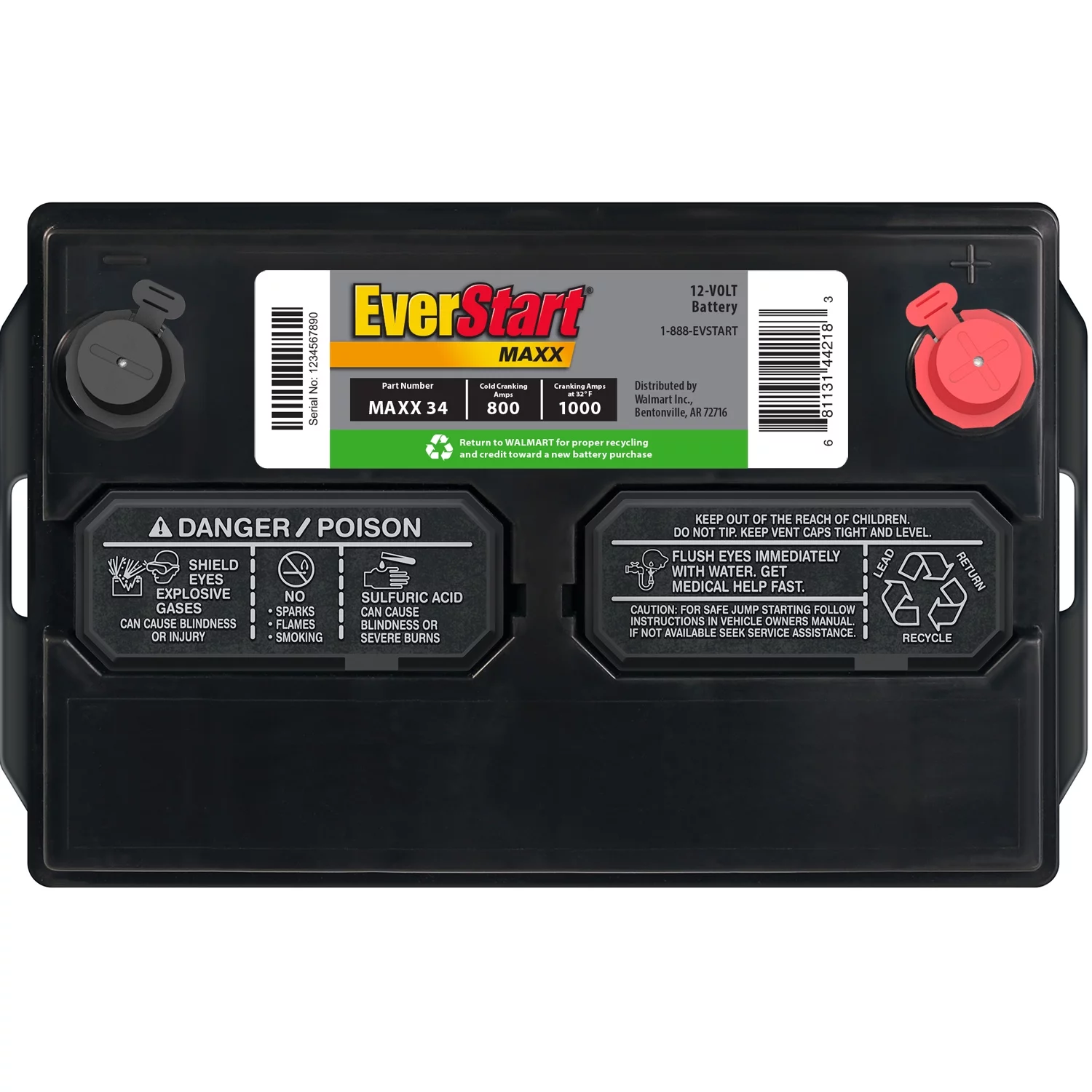 Car Battery - Group Size 34, 12V 800 CCA