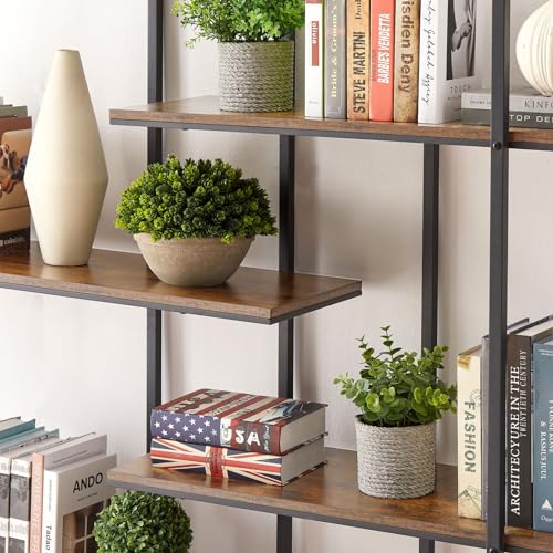 Plant Stand 5 Tier Tall Metal Plant Shelf for Indoor, Round Shaped Ladder Plant Shelf Holder, Plant Flower Pot Rack Display Stand for Living Room Patio Garden Balcony, Black+ Brown