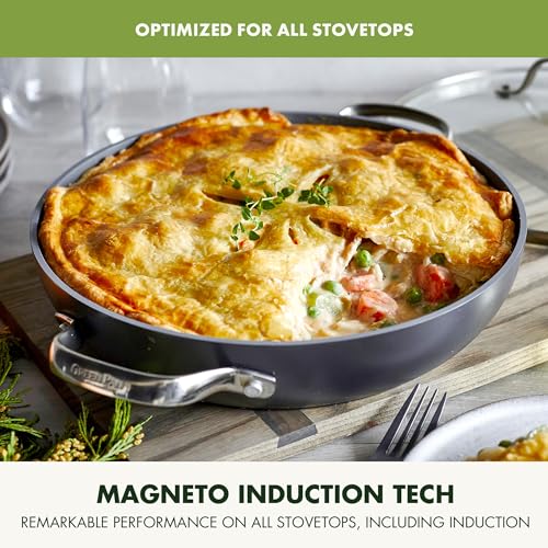 GreenPan Valencia Pro Hard Anodized Healthy Ceramic Nonstick 11" Everyday Frying Pan Skillet with 2 Handles and Lid, PFAS-Free, Induction, Dishwasher Safe, Oven Safe, Gray