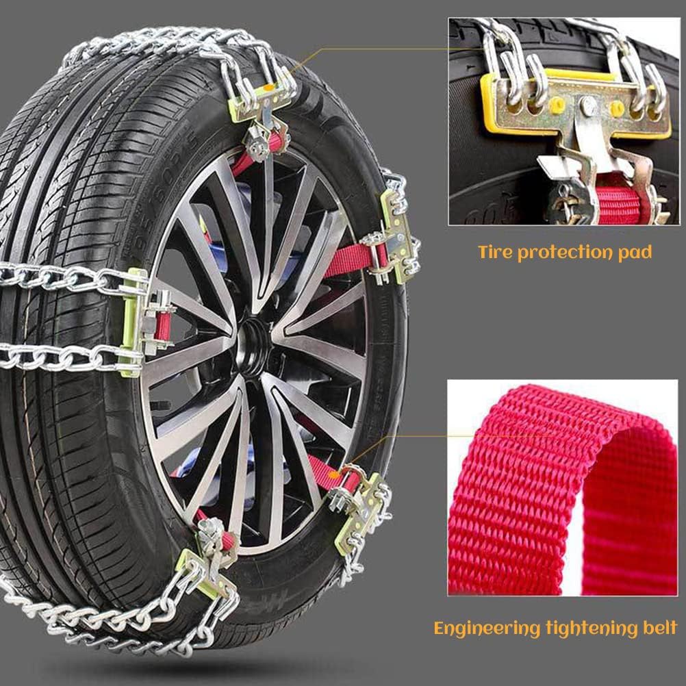 Enfudid Snow Chains for Car, Universal Anti Slip Snow Chains for SUV, Trucks, RV of Tire Width 165-275mm (6.5-10.8 inch), Heavy Duty,Thickened,Adjustable,Durable (2-Chains) Pack of 2
