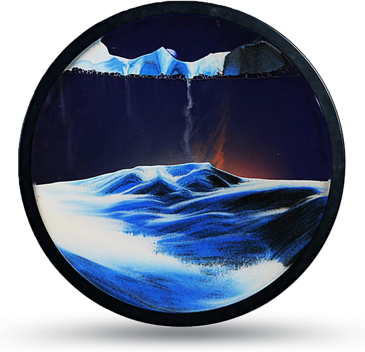 Moving Sand Art 3D Sand Painting Picture Creative Deep Sea Sandscape Living Room Decoration, 360° Rotate, Glass Crafts Solid Wood Frame, Relaxing Mood Home Office Work Decor, 44cm/17.3'' (Green)