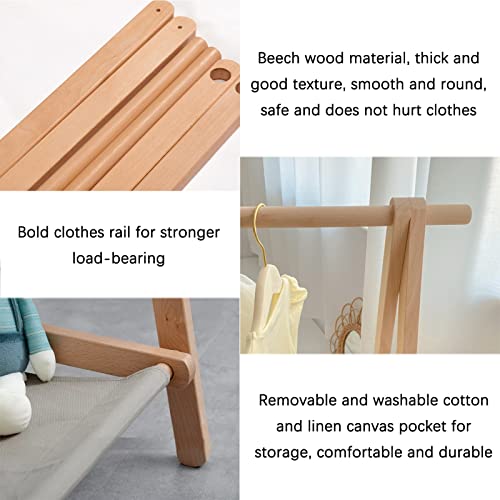 Child Coat Rack Stand Clothes Rack Stand, Keep Kids Garment Hat Dress Toy Items Organised, Single Hanging Rail Hall Bedroom Kindergarten Storage Shelf, Space-Saving (Color : Wood Color, Siz
