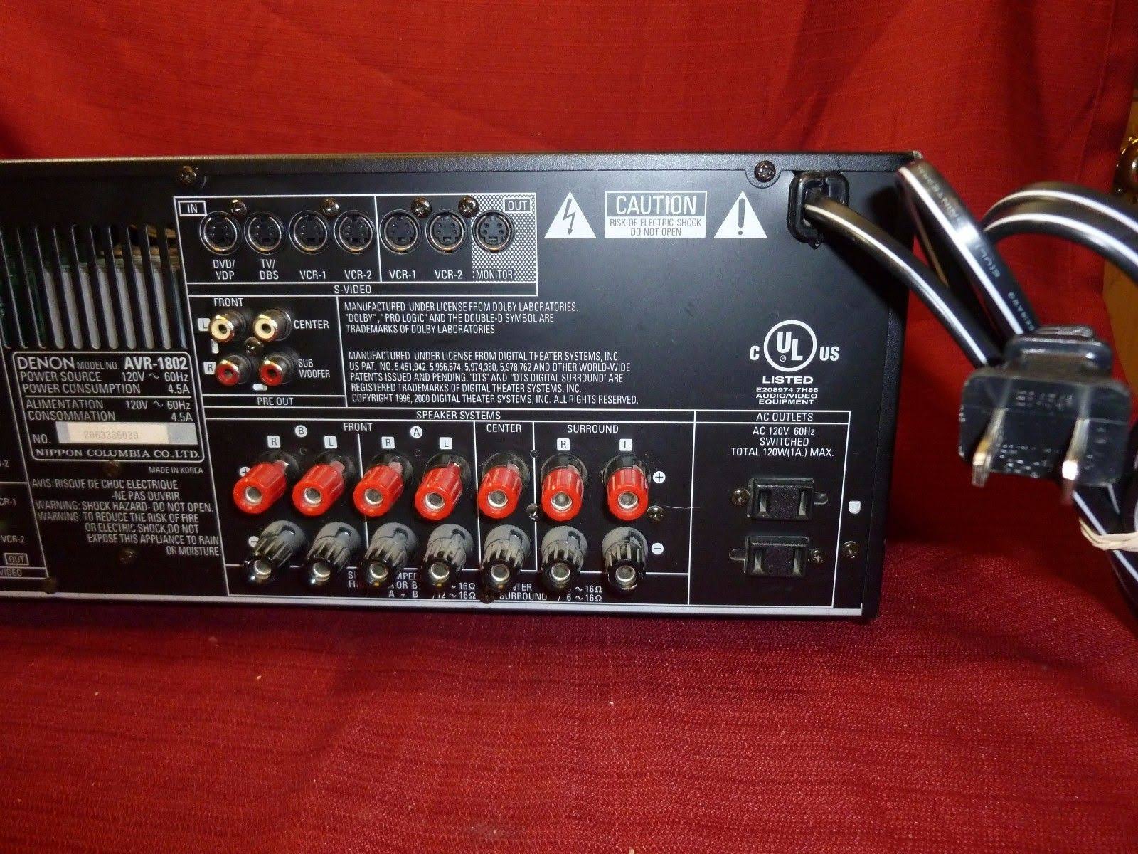 Denon AVR 1802 5.1 Channel 115W Surround Sound/Home Theater Receiver Free Ship
