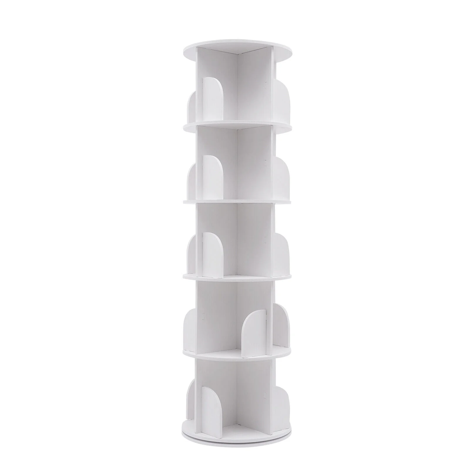 Miumaeov Rotating Bookshelf White Small Corner Bookshelf 360° Display Floor Standing Bookcase Storage Rack Stackable for Home Bedroom Living Room Office