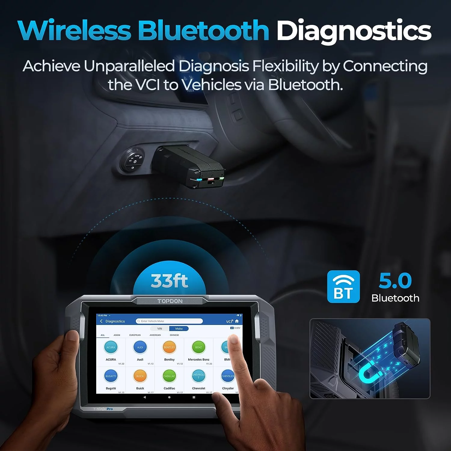 OBD2 Scanner Car Diagnostic Scan Tool TOPDON ArtiDiag900 Lite Wireless Bidirectional All System Scanner with Active Test, 8+ Reset Services