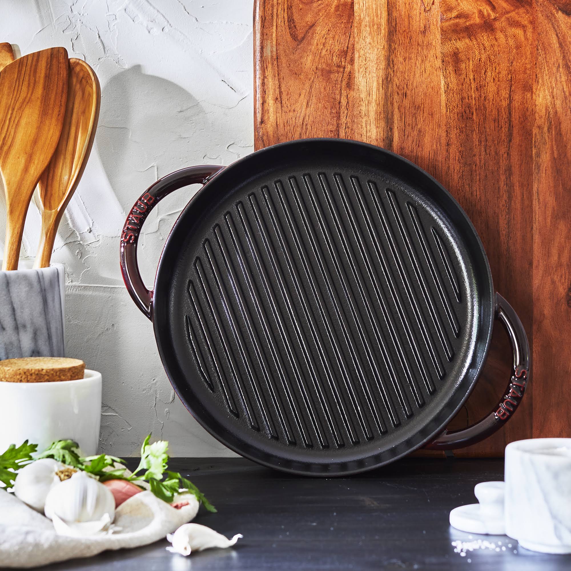 Staub 10x22 Cast Iron Pure Grill, Grenadine