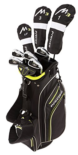 Precise M3 Men's Complete Golf Clubs Package Set Includes Driver, Fairway, Hybrid, 6-PW, Putter, Stand Bag, 3 H/C's - Right Handed - Regular, Petite or Tall Size