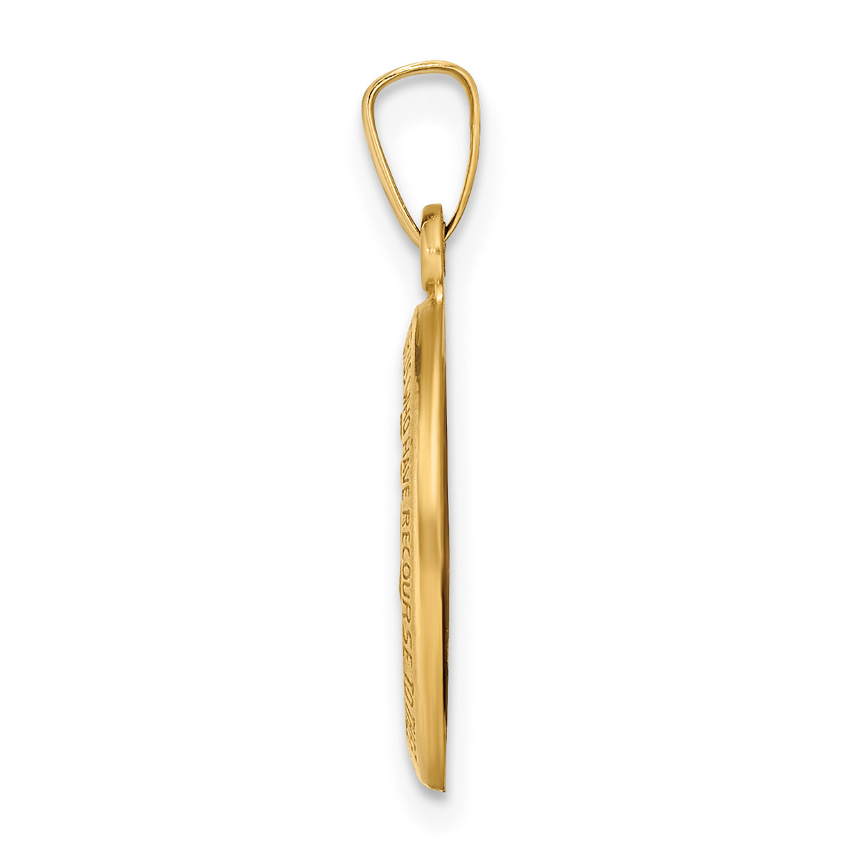 Carat in Karats 14K Yellow Gold Polished And Satin Miraculous Medal Hollow Pendant Charm (23mm x 12mm) With 14K Yellow Gold Lightweight Rope Chain Necklace 16''