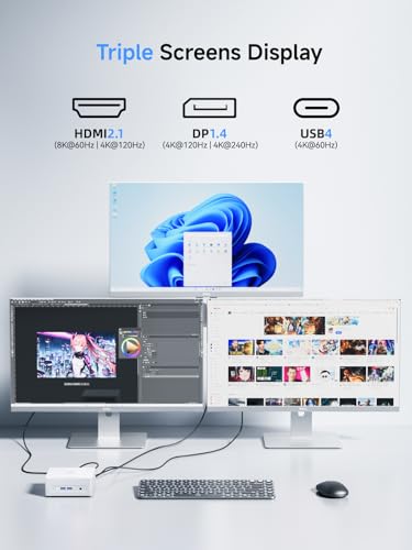 MINISFORUM UM880 Plus Mini PC AMD Ryzen 7 8845HS(8C/16T, up to 5.1GHz), 32GB DDR5 1TB PCIe4.0 SSD, HDMI+DP+USB4 Triple Outputs, OCuLink Port, 2.5G LAN, 5x USB Port, Radeon 780M Graphics Micro Computer