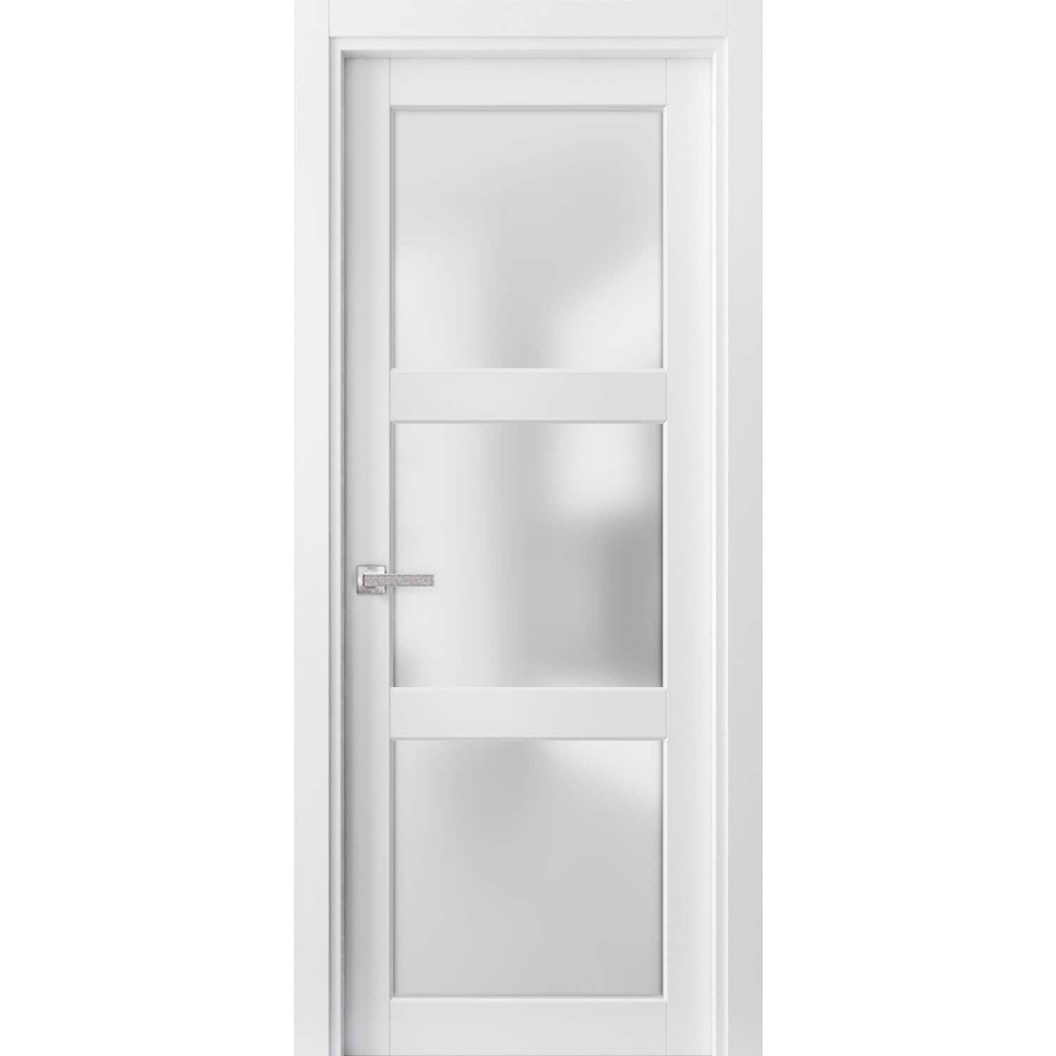 SARTODOORS Sliding Closet Bypass Doors 48 x 80 with Hardware | Quadro 4111 White Ash | Sturdy Top Mount Rails Moldings Trims Har