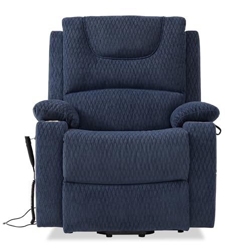 Irene House 9196 Large Power Lift Recliner Lay Flat Chair Dual Motor Lift Chairs Recliners for Elderly with Heat Massage Electric Lift Recliner Chairs Cup Holder(Brown, Faux Leather)