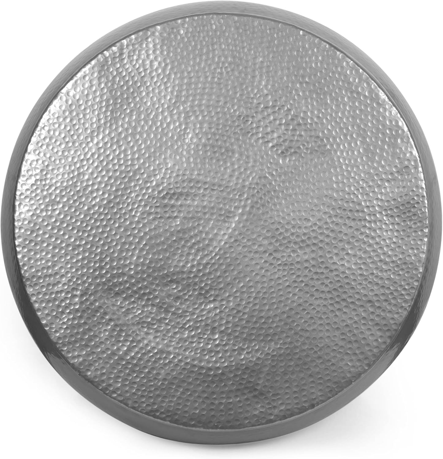 29" Modern Solid Aluminum Round Drum Coffee Table with Hammered Embossed Texturing, Drum Round Coffee Table Cocktail Table Creative Center Table for Living Room