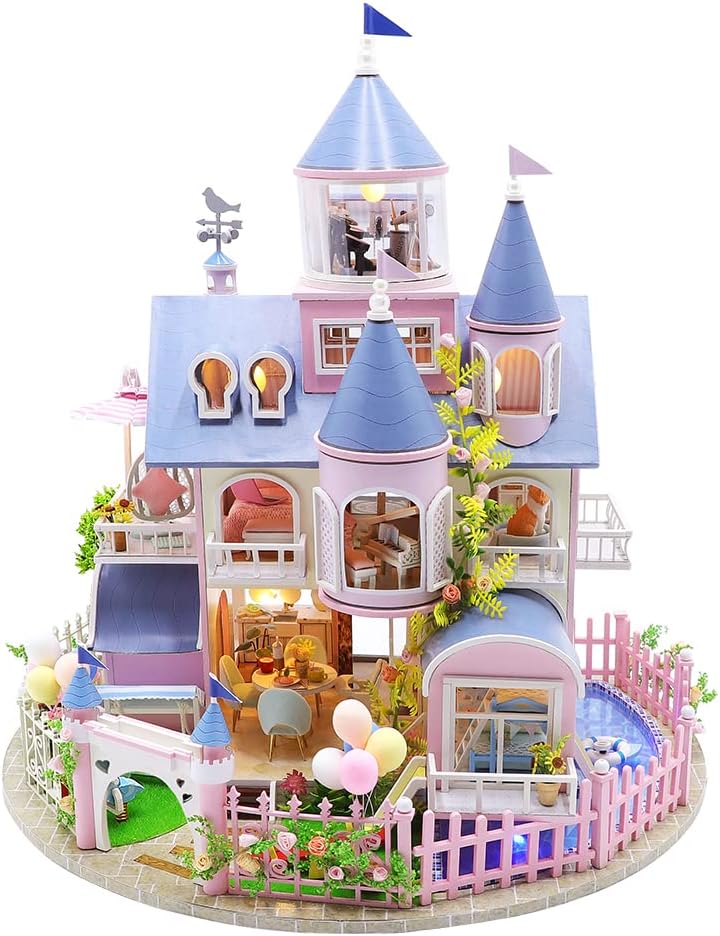 DIY Dollhouse Miniature Kit with Furniture, 3D Wooden Miniature House , 1:24 Scale Miniature Dolls House kit M2132