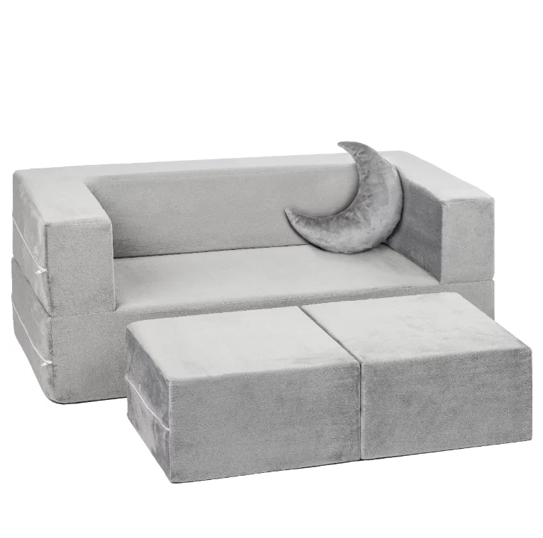 Milliard Kids Couch - Modular Kids Sofa for Toddler and Baby, Velour Cover, Color: Grey