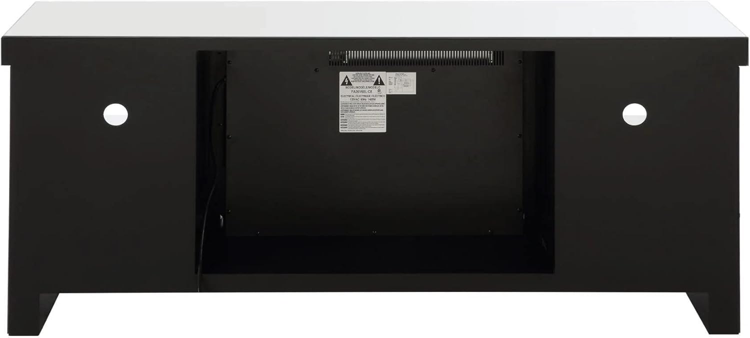 Acme Noralie Glass Fireplace TV Stand for TVs Upto 60" in Mirrored/Faux Diamonds