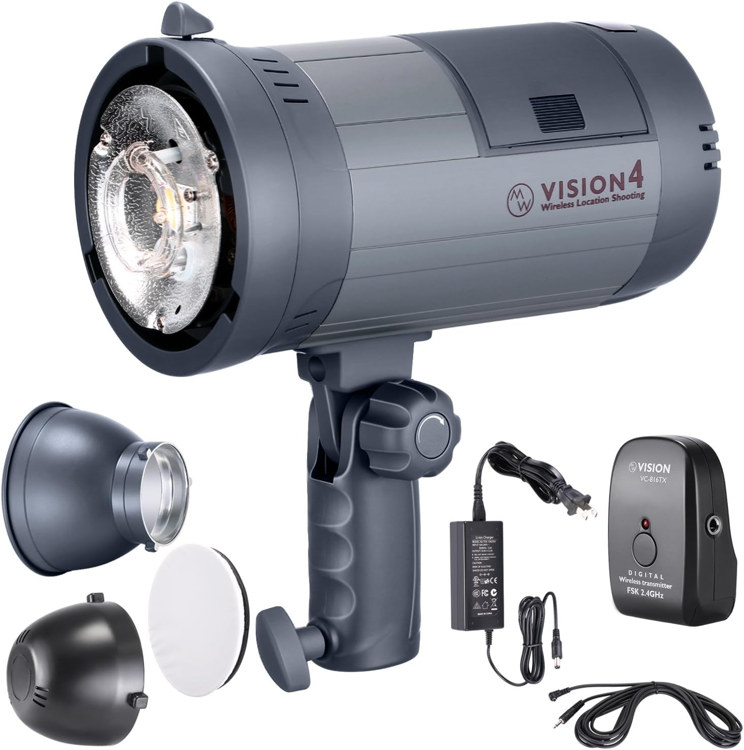 Neewer 600W Battery Powered Outdoor Studio Flash Strobe Lighting Kit:(2)VISION4 Monolight with 2.4G System,(2)Translucent White Umbrella,(2)Rectangular Softbox for Video Shooting Location Photography